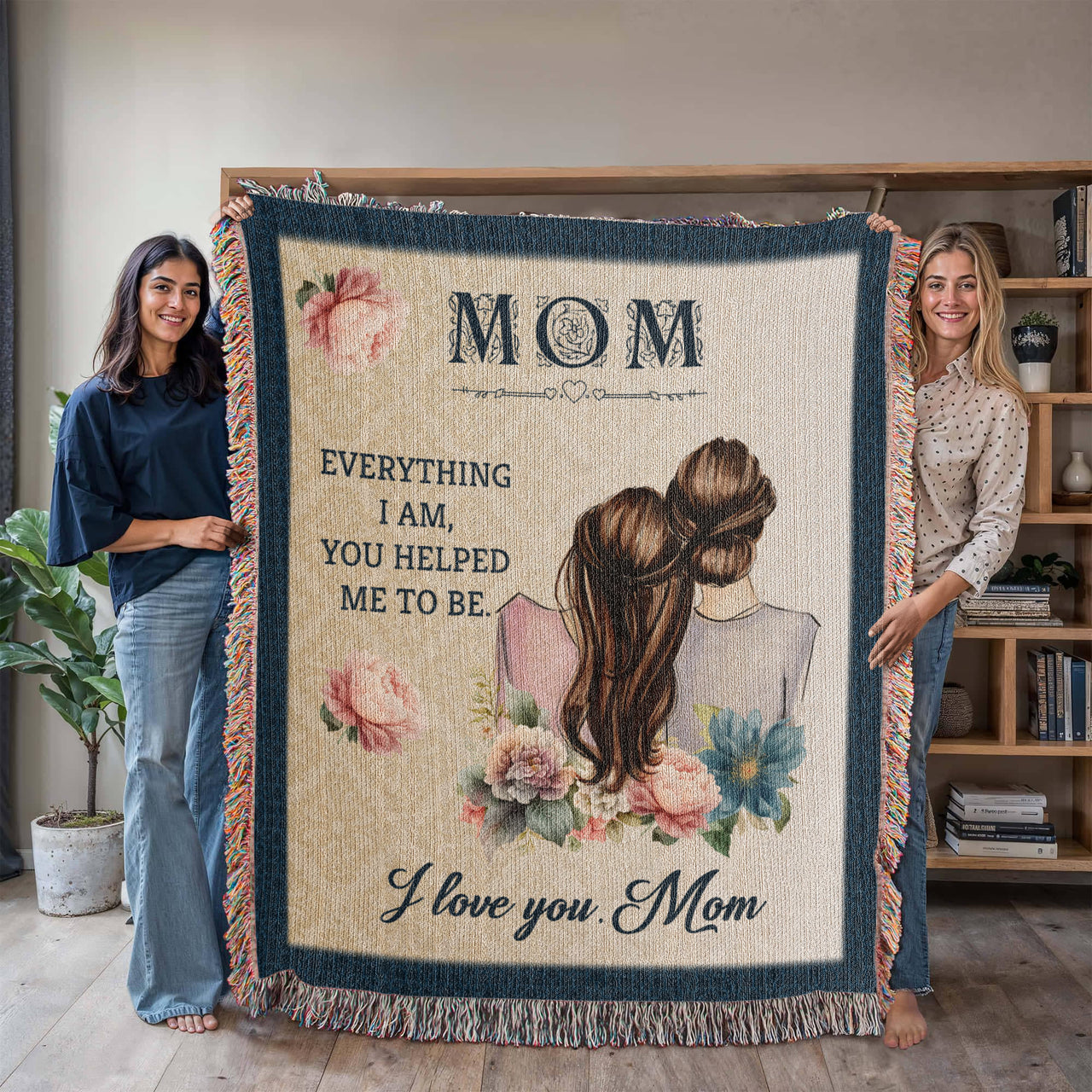 Artwork Heirloom Woven Blanket (Portrait) for Mom - Mother's Day Gift - Everything I am