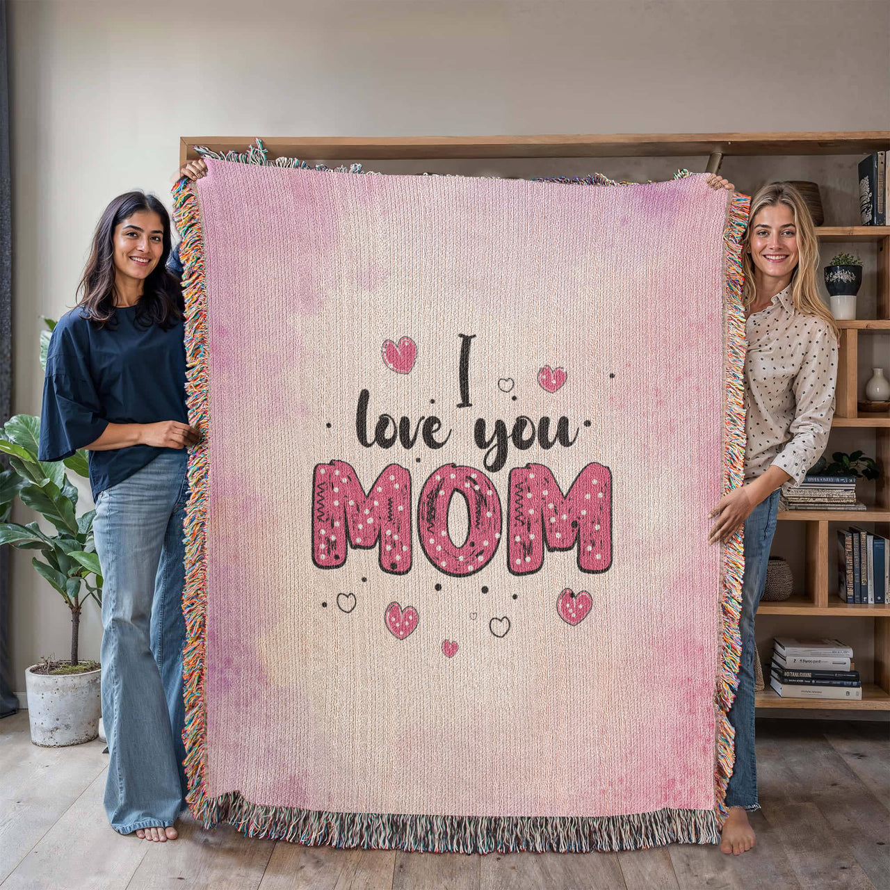 Artwork Heirloom Woven Blanket (Portrait) for Mom - Mother's Day Gift - I Love You Mom