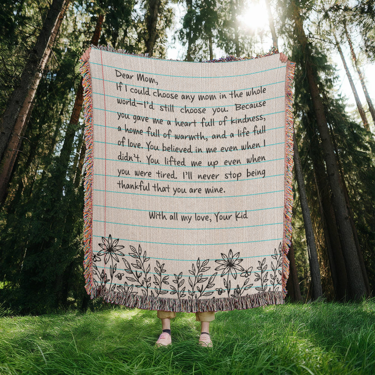 Artwork Heirloom Woven Blanket (Portrait) for Mom - Mother's Day Gift - Letter