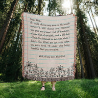 Artwork Heirloom Woven Blanket (Portrait) for Mom - Mother's Day Gift - Letter