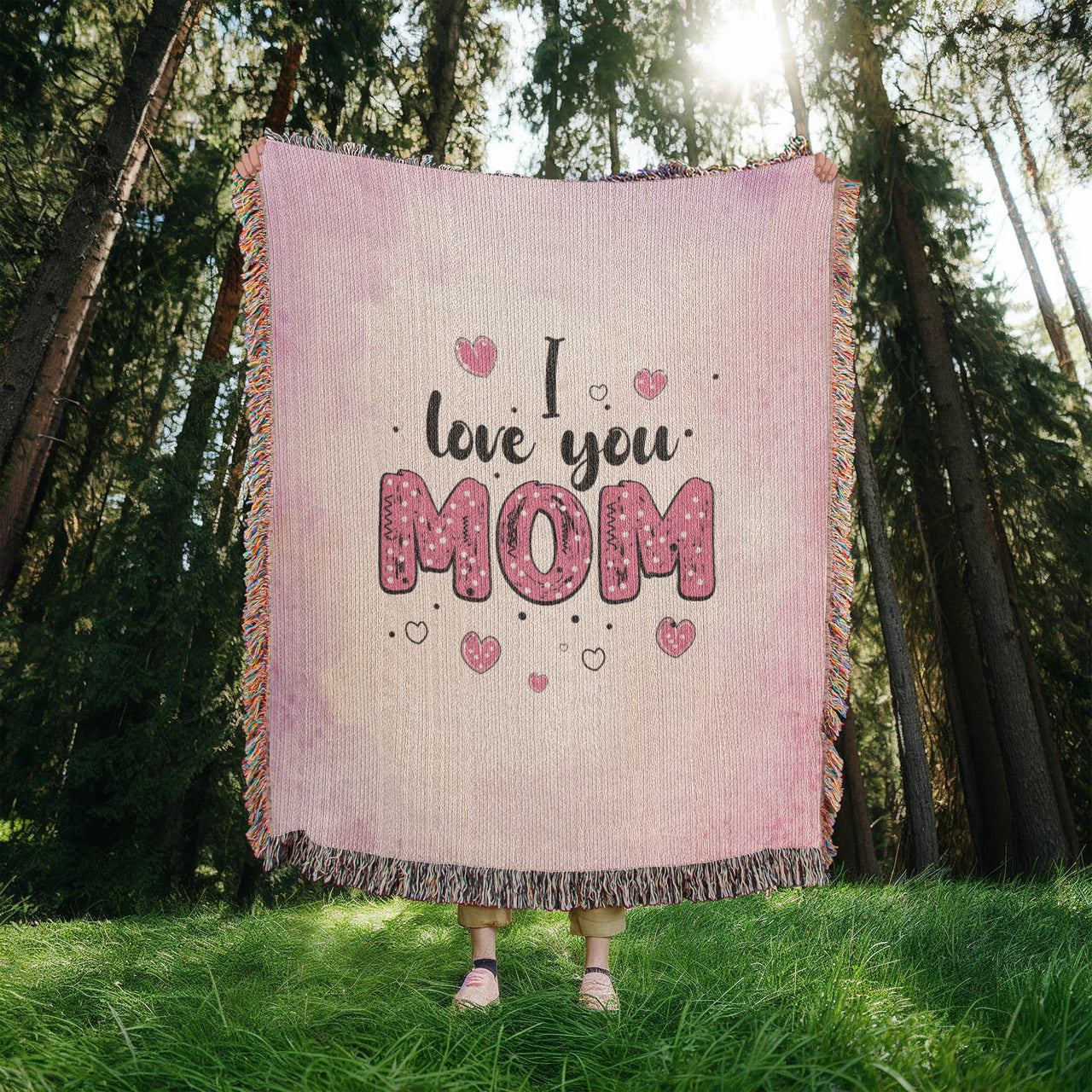 Artwork Heirloom Woven Blanket (Portrait) for Mom - Mother's Day Gift - I Love You Mom