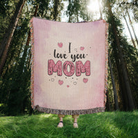 Artwork Heirloom Woven Blanket (Portrait) for Mom - Mother's Day Gift - I Love You Mom