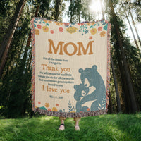 Artwork Heirloom Woven Blanket (Portrait) for Mom - Mother's Day Gift - Thank You