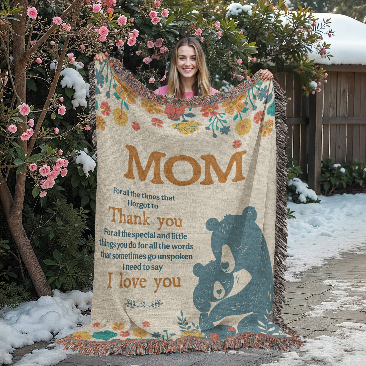 Artwork Heirloom Woven Blanket (Portrait) for Mom - Mother's Day Gift - Thank You