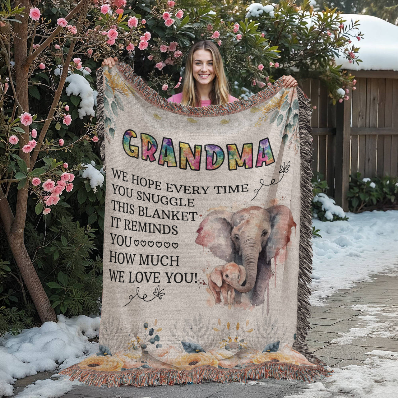 Artwork Heirloom Woven Blanket (Portrait) for Grandma - Mother's Day Gift