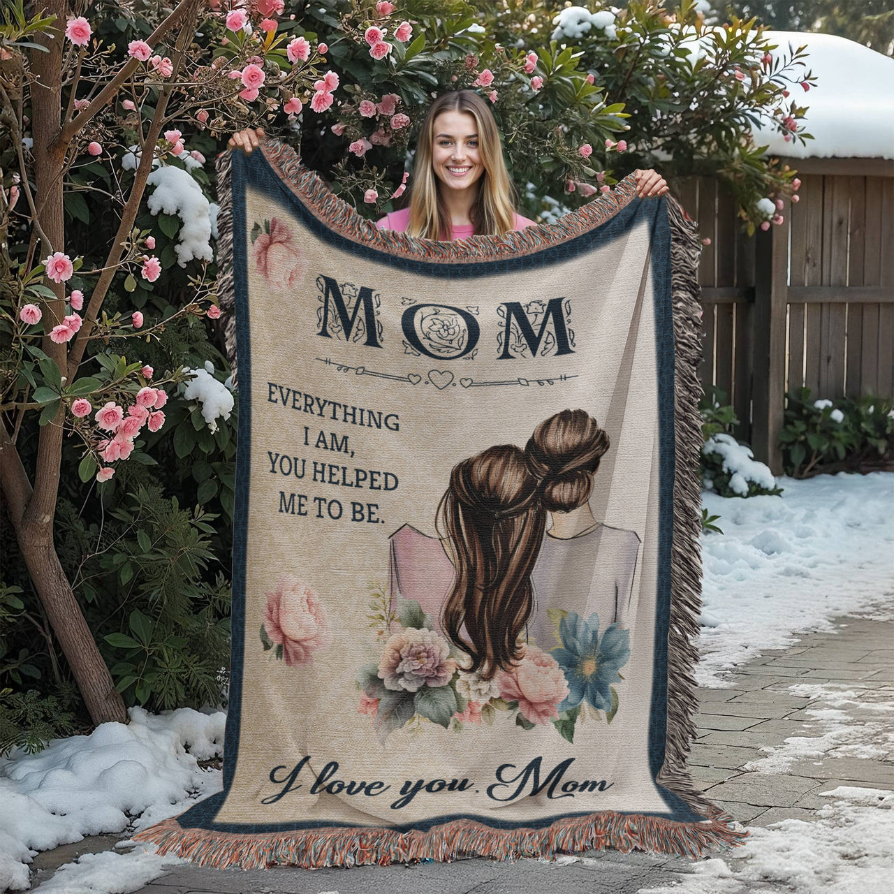 Artwork Heirloom Woven Blanket (Portrait) for Mom - Mother's Day Gift - Everything I am