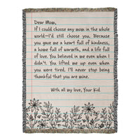 Artwork Heirloom Woven Blanket (Portrait) for Mom - Mother's Day Gift - Letter