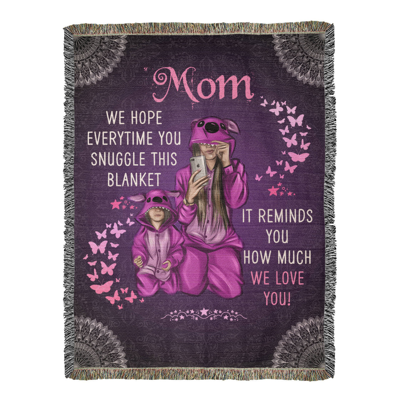 Artwork Heirloom Woven Blanket (Portrait) for Mom - Mother's Day Gift - Love