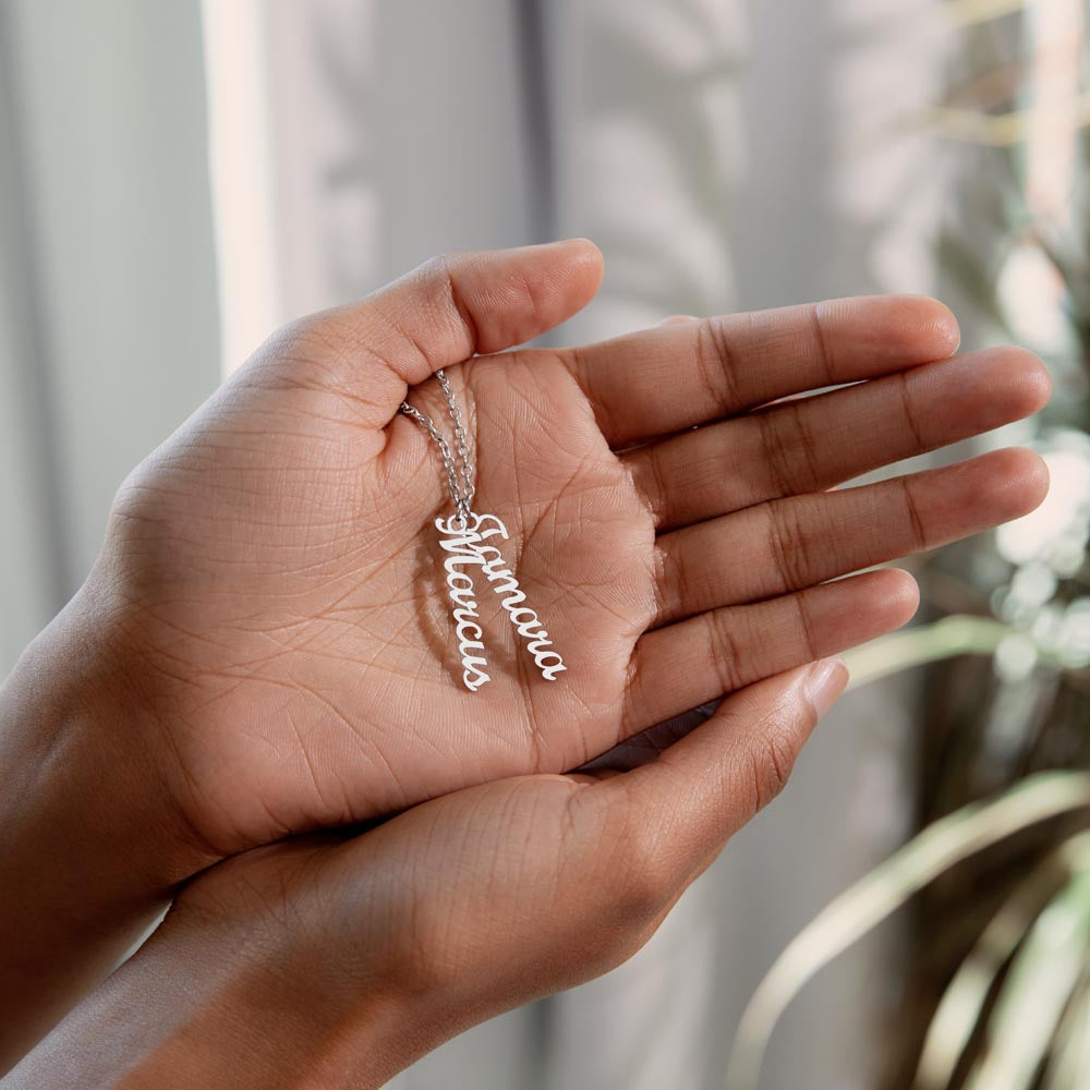 Multi Vertical Name Necklace with Kids Name for Her - Mother's Day Gift