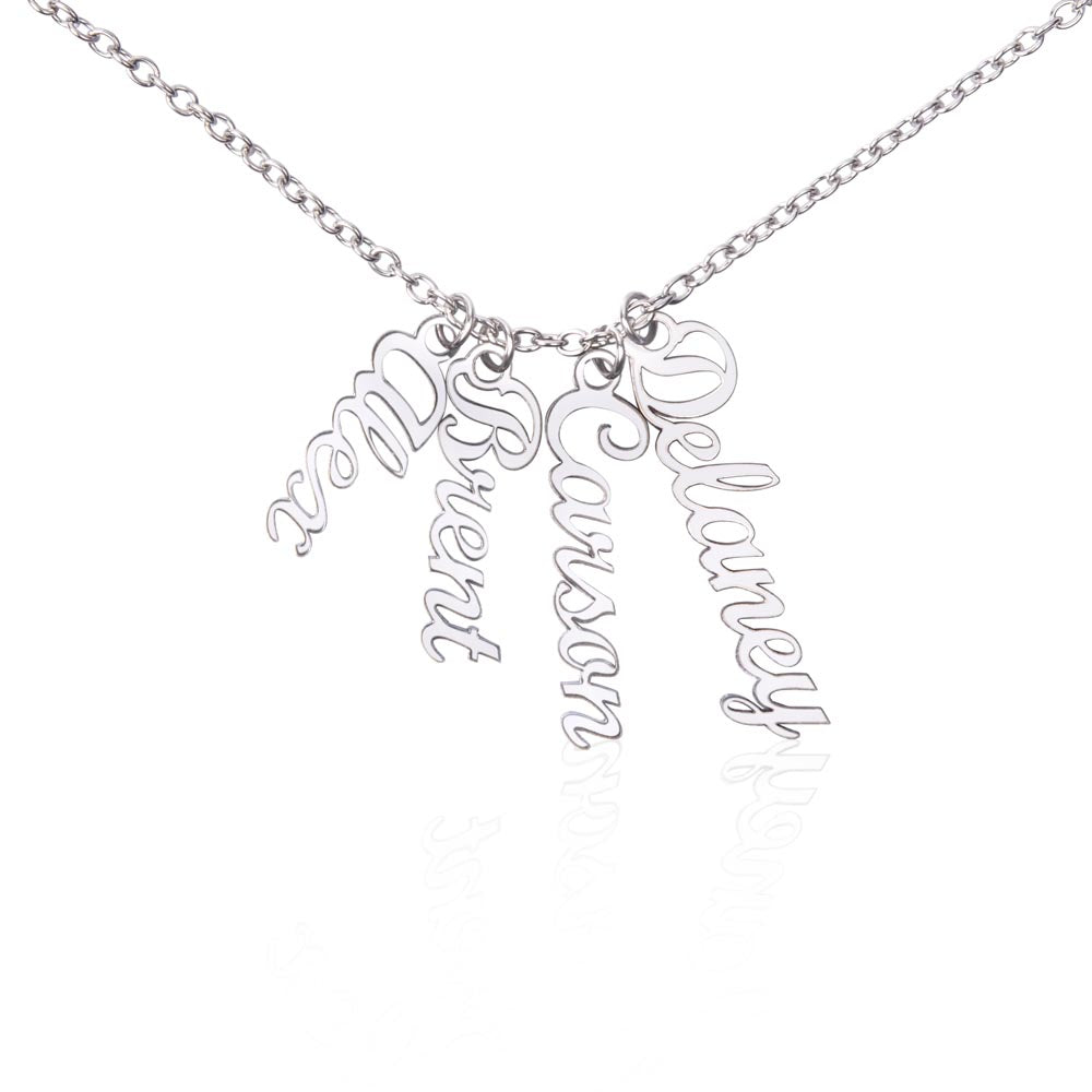 Multi Vertical Name Necklace with Kids Name for Her - Mother's Day Gift
