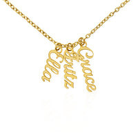 Multi Vertical Name Necklace with Kids Name for Her - Mother's Day Gift