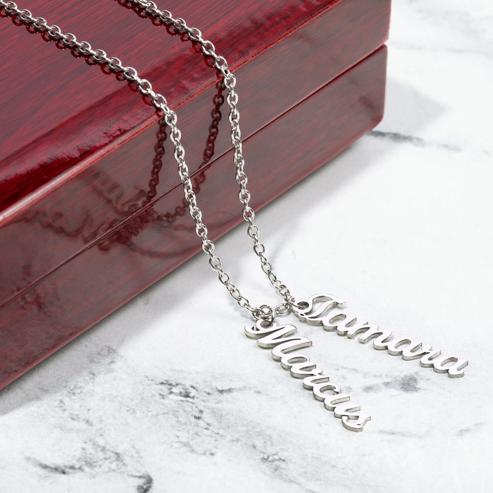 Multi Vertical Name Necklace with Kids Name for Her - Mother's Day Gift