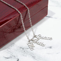 Multi Vertical Name Necklace with Kids Name for Her - Mother's Day Gift