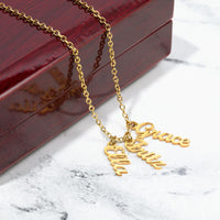 Multi Vertical Name Necklace with Kids Name for Her - Mother's Day Gift