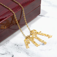 Multi Vertical Name Necklace with Kids Name for Her - Mother's Day Gift