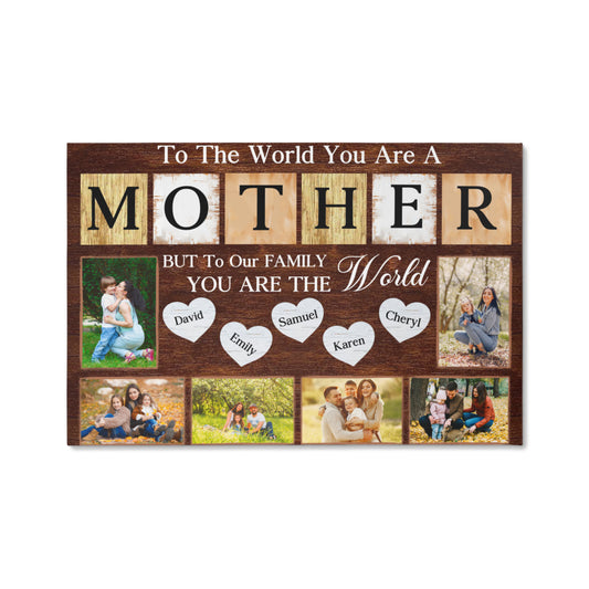 Personalized Canvas – Gift for Mom with Kids' Names and Photos
