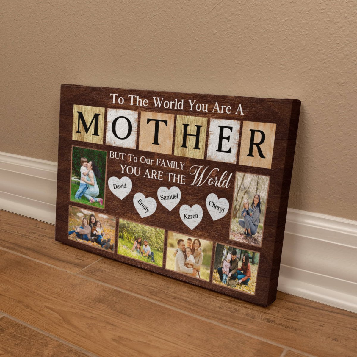 Personalized Canvas – Gift for Mom with Kids' Names and Photos - TreasuredTale