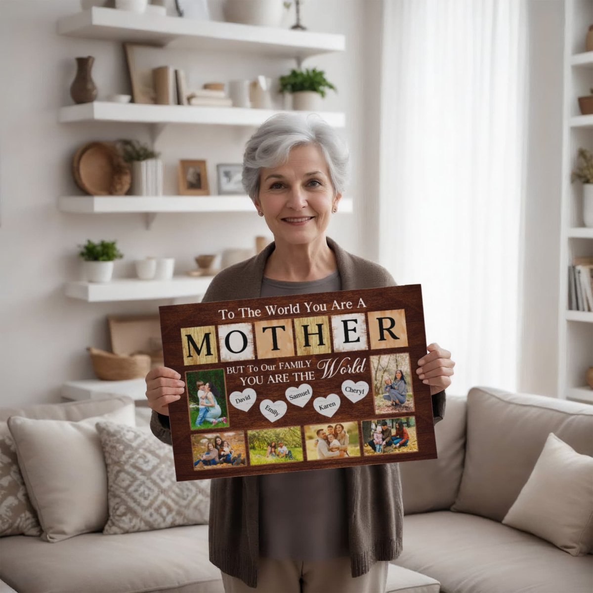 Personalized Canvas – Gift for Mom with Kids' Names and Photos - TreasuredTale