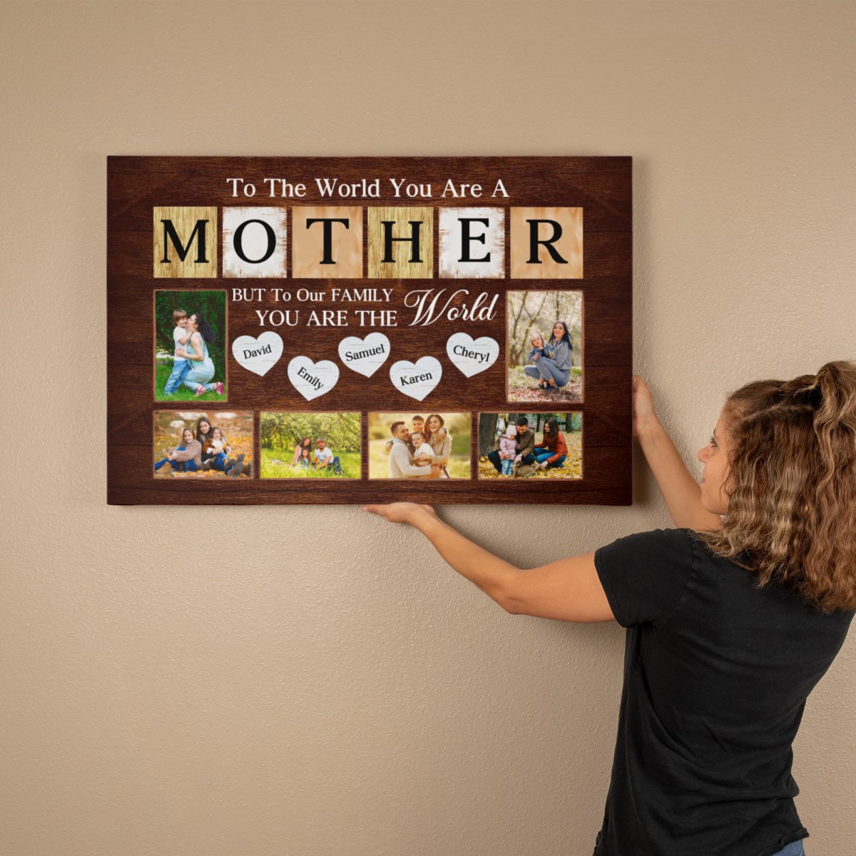 Personalized Canvas – Gift for Mom with Kids' Names and Photos - TreasuredTale