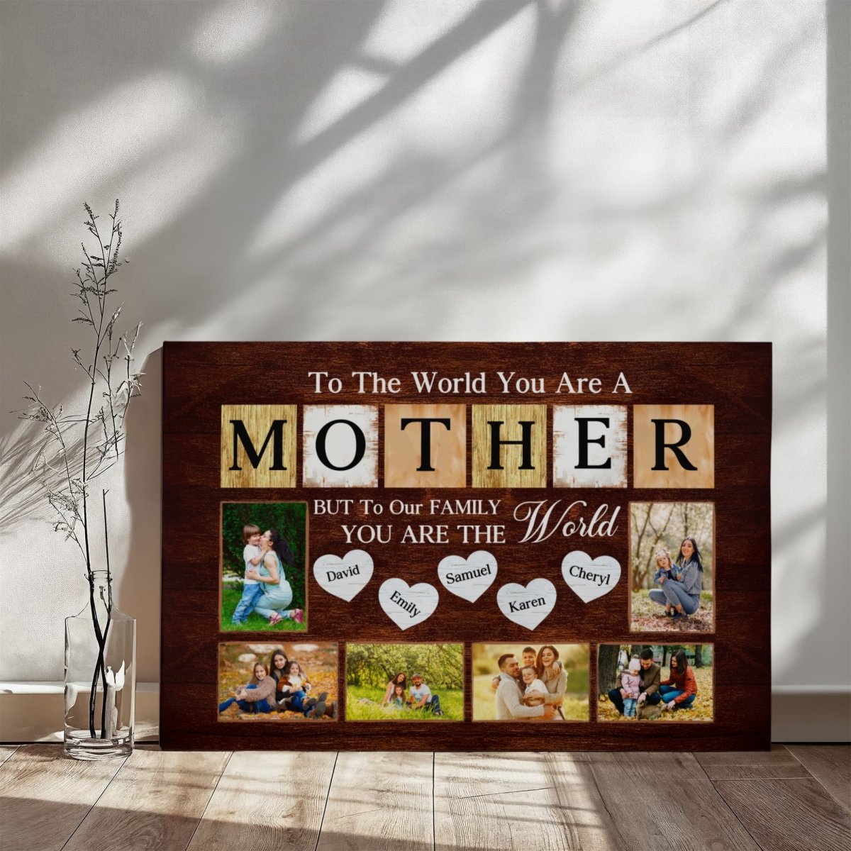 Personalized Canvas – Gift for Mom with Kids' Names and Photos - TreasuredTale
