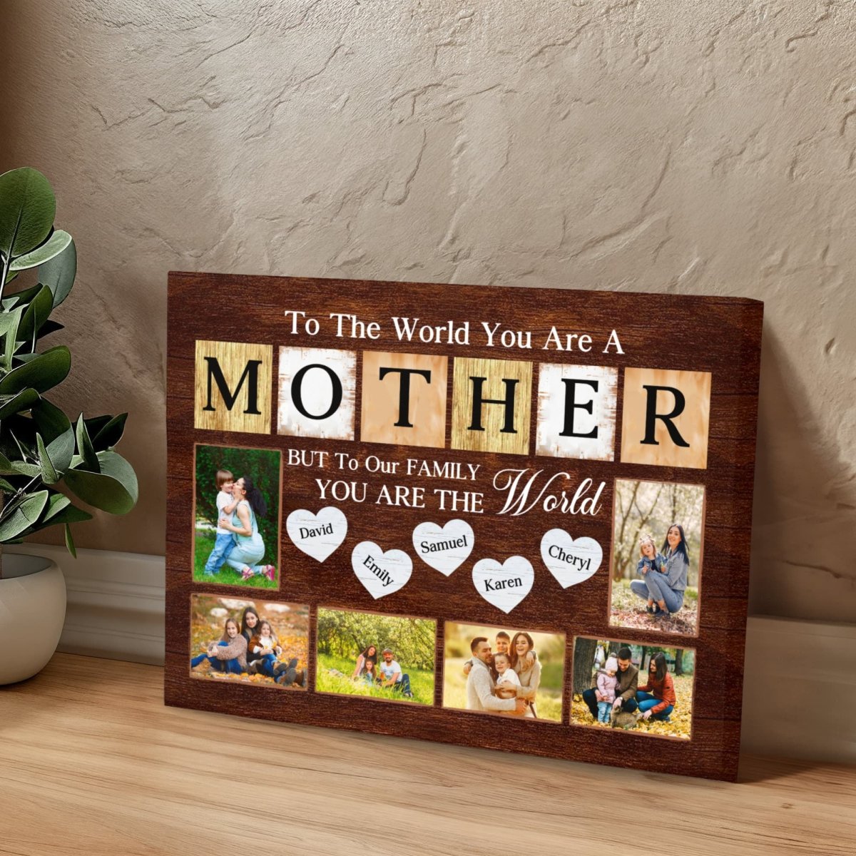 Personalized Canvas – Gift for Mom with Kids' Names and Photos - TreasuredTale