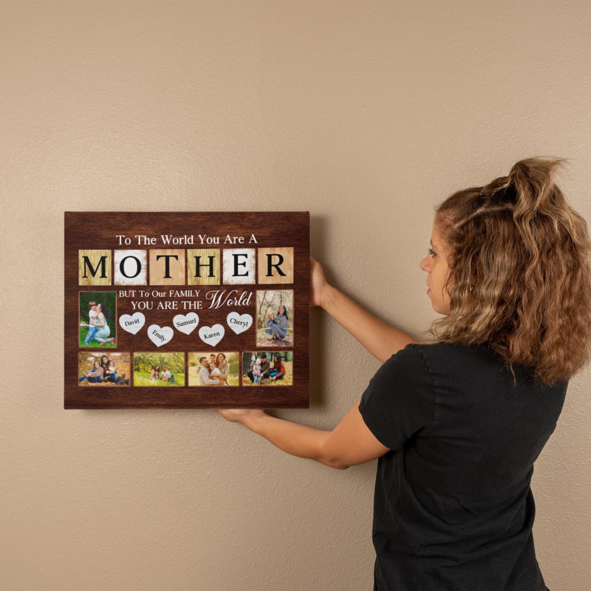 Personalized Canvas – Gift for Mom with Kids' Names and Photos - TreasuredTale