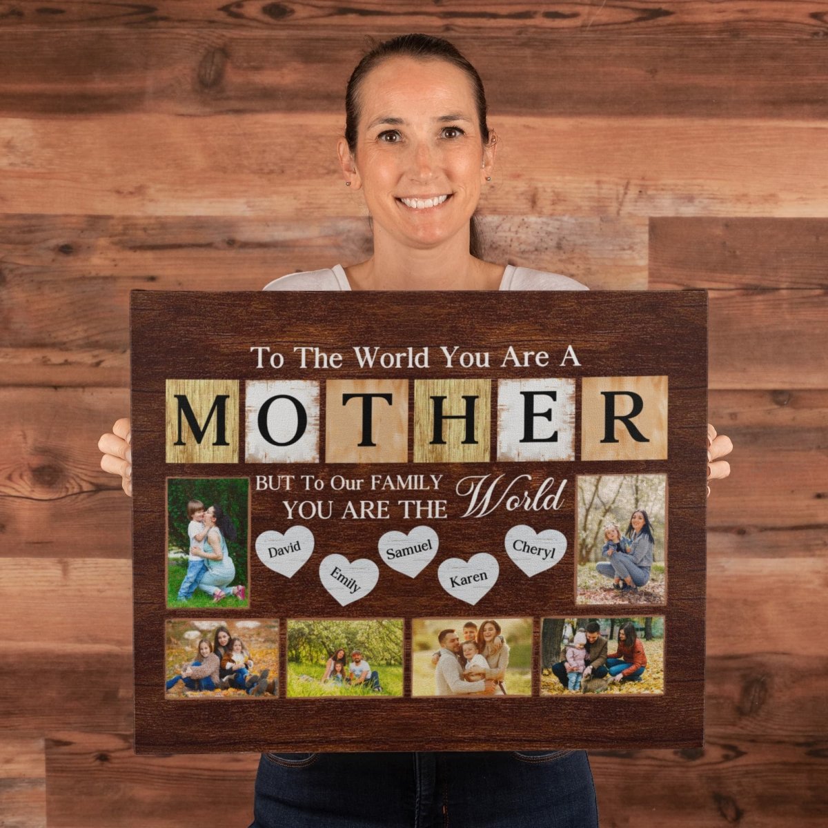 Personalized Canvas – Gift for Mom with Kids' Names and Photos - TreasuredTale