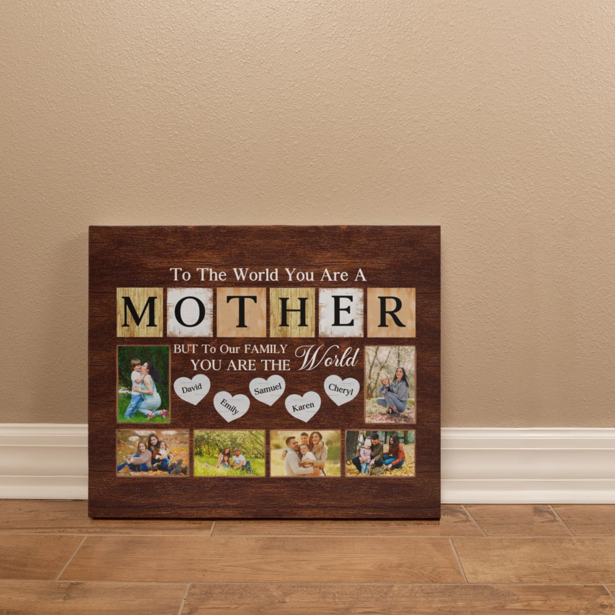 Personalized Canvas – Gift for Mom with Kids' Names and Photos - TreasuredTale