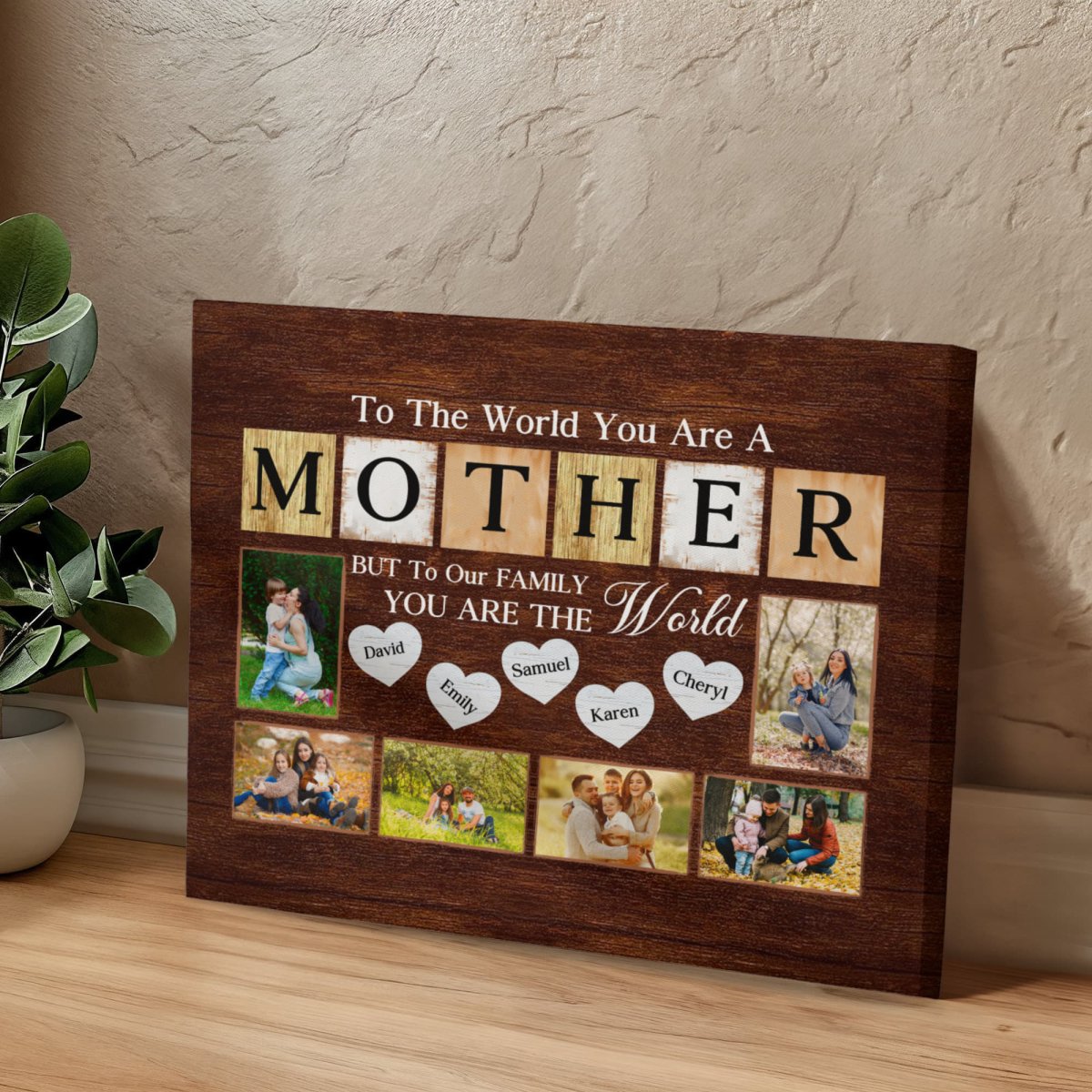 Personalized Canvas – Gift for Mom with Kids' Names and Photos - TreasuredTale