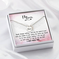 Memorial Necklace / Remembrance Necklace with Angel Wing - Mom, Death Changes Nothing  - Mother's Day Memorial Gift