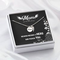 Memorial Necklace / Remembrance Necklace with Angel Wing - Mom, Heaven Needed a Hero - Mother's Day Memorial Gift
