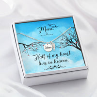 Memorial Necklace / Remembrance Necklace with Angel Wing - Mom, Half of My Heart - Mother's Day Memorial Gift