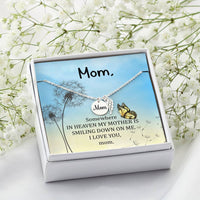 Memorial Necklace / Remembrance Necklace with Angel Wing - Mom, Somewhere in Heaven - Mother's Day Memorial Gift