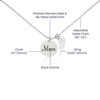 Memorial Necklace / Remembrance Necklace with Angel Wing - Mom, Love is Bond - Mother's Day Memorial Gift