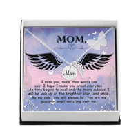 Memorial Necklace / Remembrance Necklace with Angel Wing - Mom, I Miss You - Mother's Day Memorial Gift