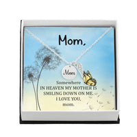 Memorial Necklace / Remembrance Necklace with Angel Wing - Mom, Somewhere in Heaven - Mother's Day Memorial Gift