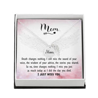 Memorial Necklace / Remembrance Necklace with Angel Wing - Mom, Death Changes Nothing  - Mother's Day Memorial Gift