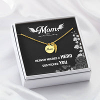 Memorial Necklace / Remembrance Necklace with Angel Wing - Mom, Heaven Needed a Hero - Mother's Day Memorial Gift