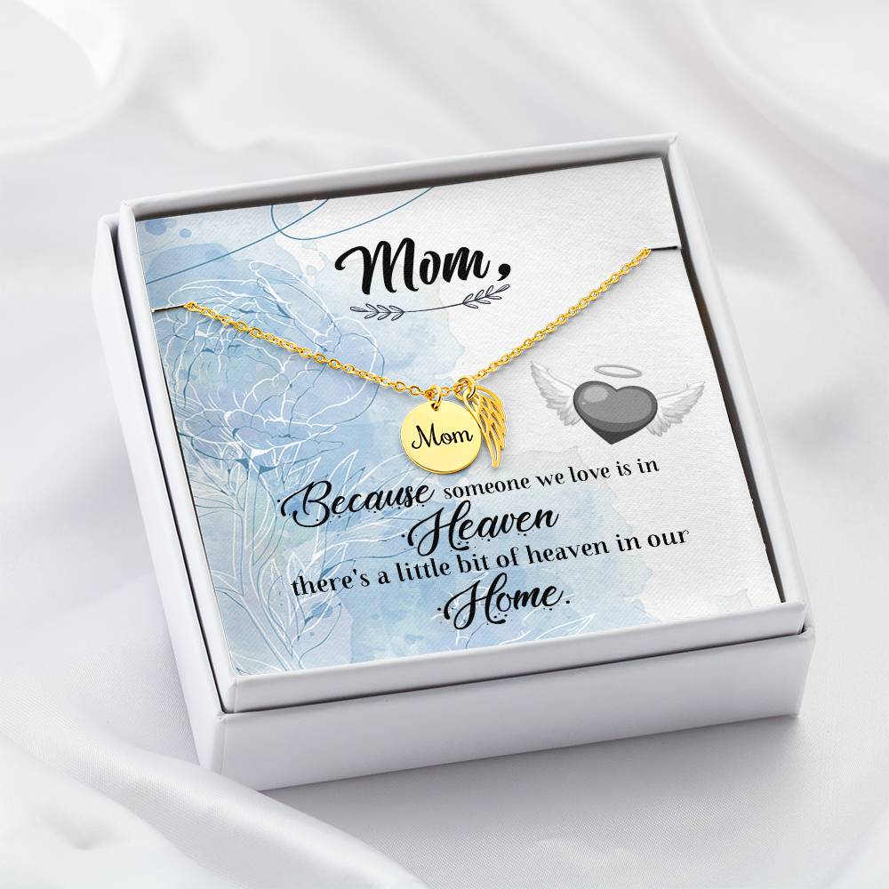 Memorial Necklace / Remembrance Necklace with Angel Wing - Mom, Because Someone We Love  - Mother's Day Memorial Gift