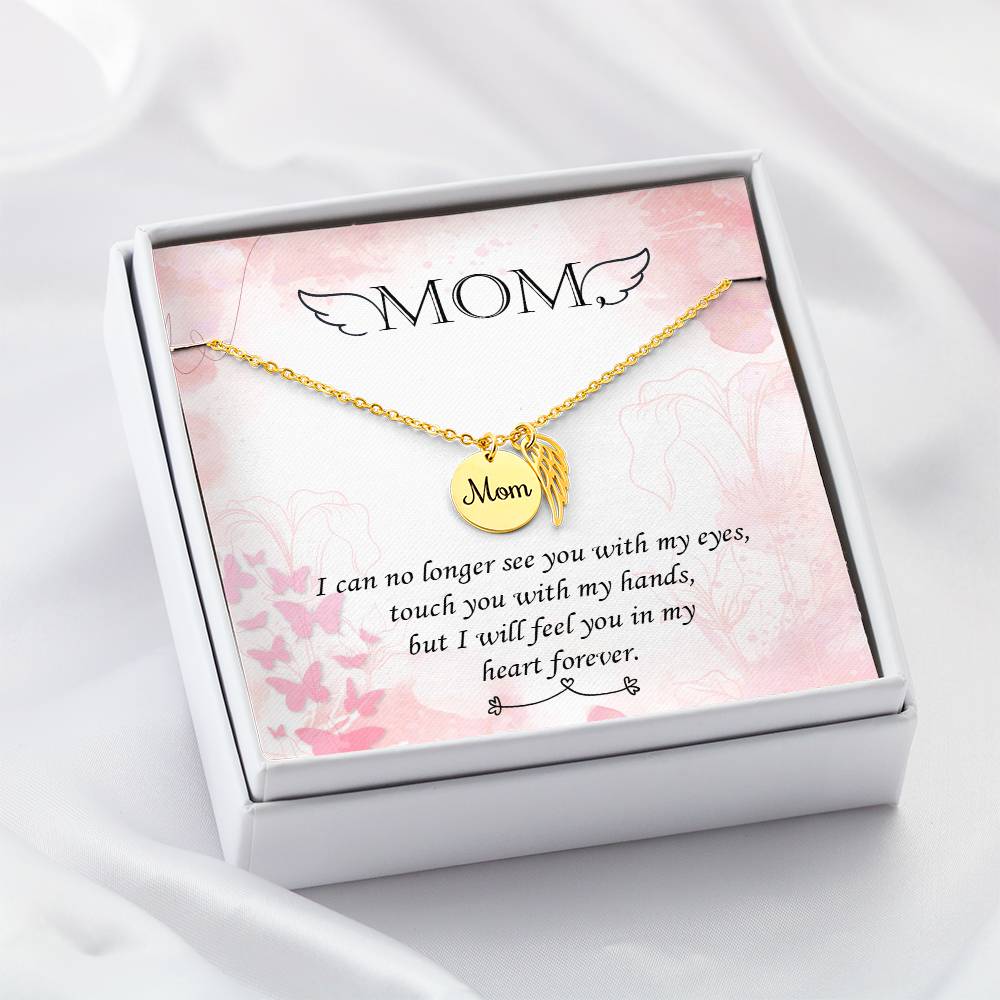 Memorial Necklace / Remembrance Necklace with Angel Wing - Mom, I Can No Longer - Mother's Day Memorial Gift