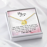Memorial Necklace / Remembrance Necklace with Angel Wing - Mom, Death Changes Nothing  - Mother's Day Memorial Gift