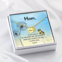 Memorial Necklace / Remembrance Necklace with Angel Wing - Mom, Somewhere in Heaven - Mother's Day Memorial Gift