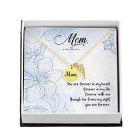 Memorial Necklace / Remembrance Necklace with Angel Wing - Mom, You are Forever in My Heart - Mother's Day Memorial Gift