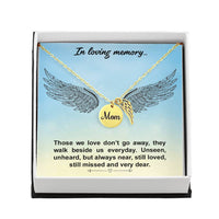 Memorial Necklace / Remembrance Necklace with Angel Wing - Mom, In Loving Memory - Mother's Day Memorial Gift
