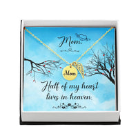Memorial Necklace / Remembrance Necklace with Angel Wing - Mom, Half of My Heart - Mother's Day Memorial Gift