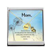 Memorial Necklace / Remembrance Necklace with Angel Wing - Mom, Somewhere in Heaven - Mother's Day Memorial Gift
