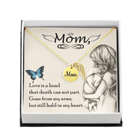 Memorial Necklace / Remembrance Necklace with Angel Wing - Mom, Love is Bond - Mother's Day Memorial Gift