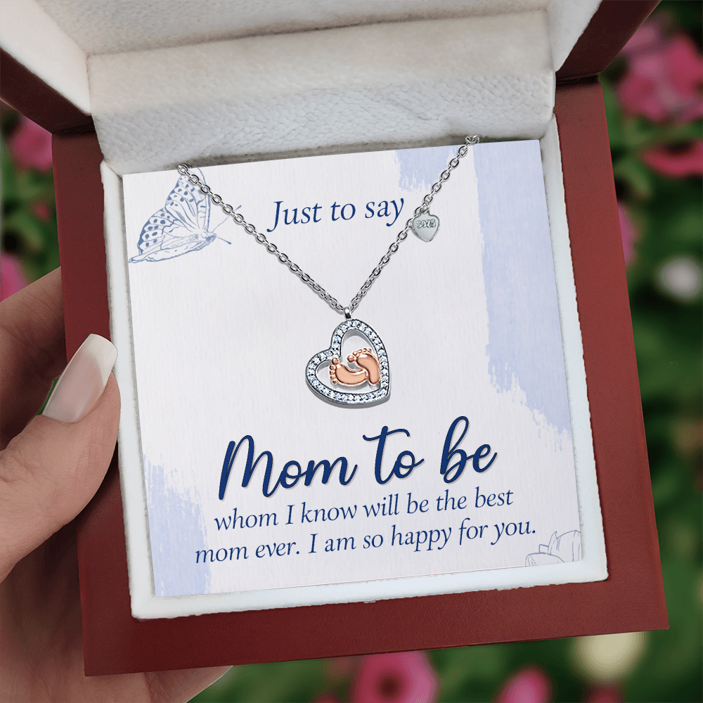Baby Feet Heart Necklace to Mom To Be / Future Mom - Mother's Day Gift