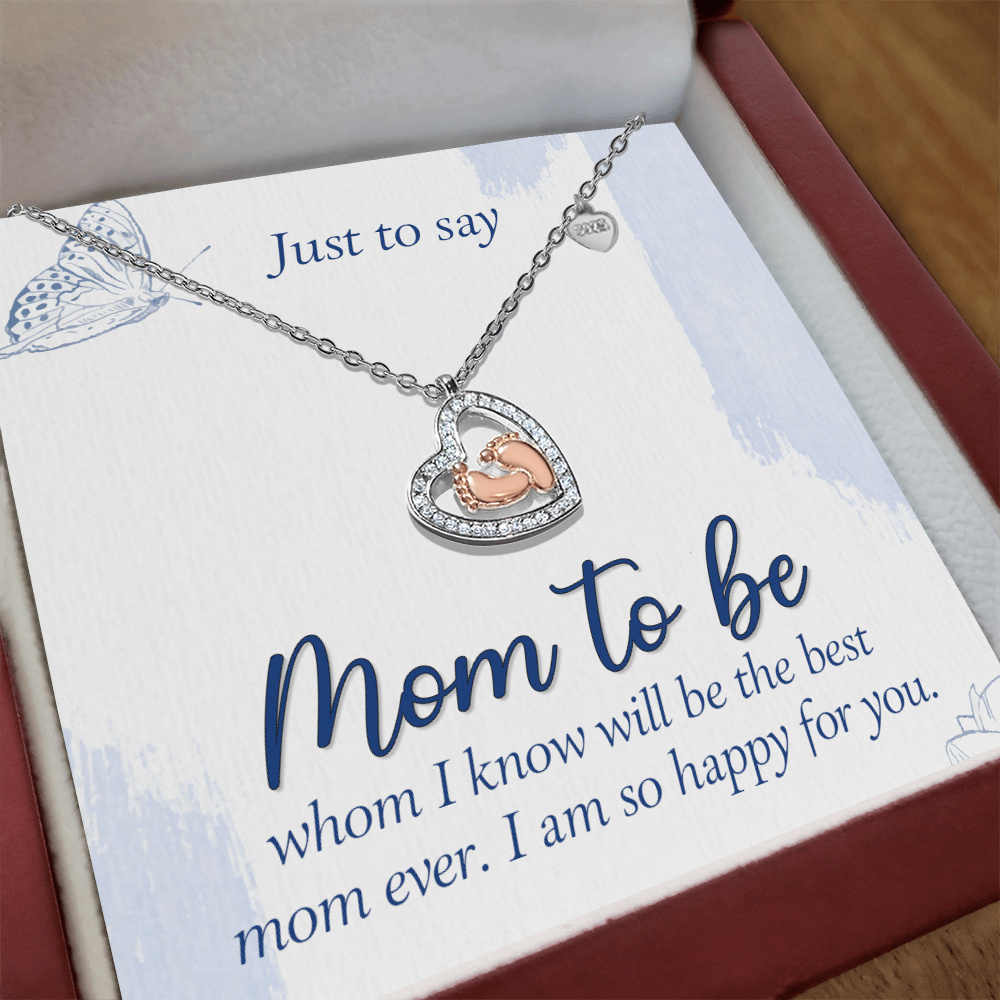 Baby Feet Heart Necklace to Mom To Be / Future Mom - Mother's Day Gift