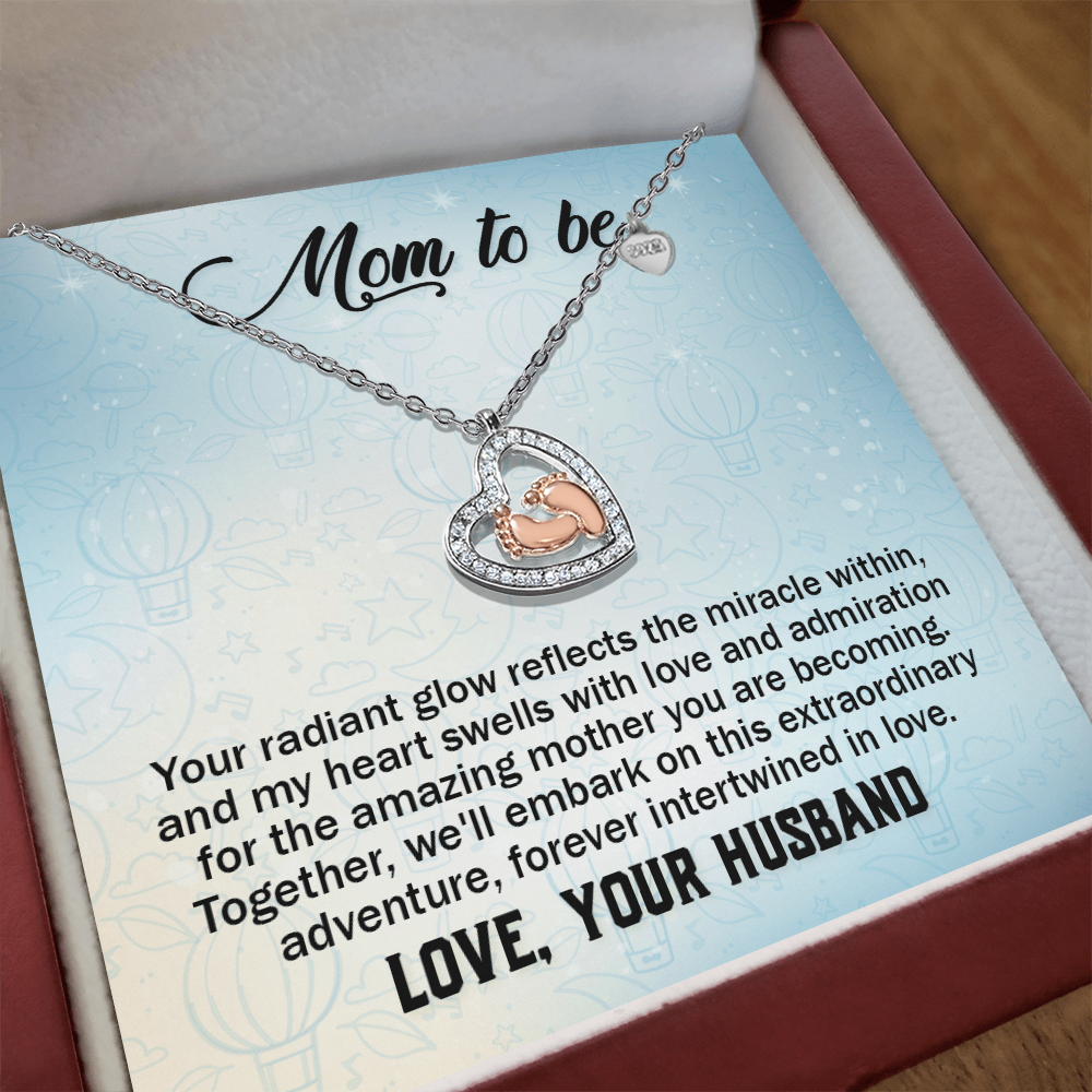 Baby Feet Heart Necklace for Mom To Be / Future Mom - Mother's Day Gift